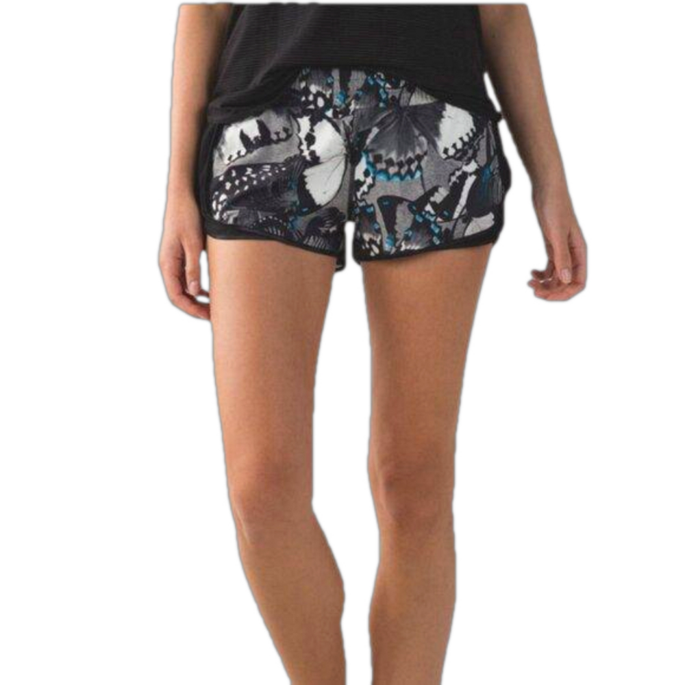 Lululemon Super Squad Short Exploded So Fly Butterfly Angel Wing Black / Black
